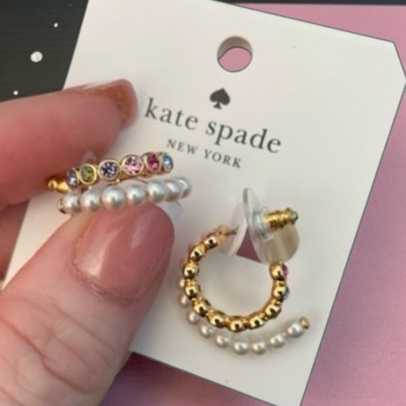 Kate Spade Gold and Multicolor Pearl Earrings - Picture 3 of 3